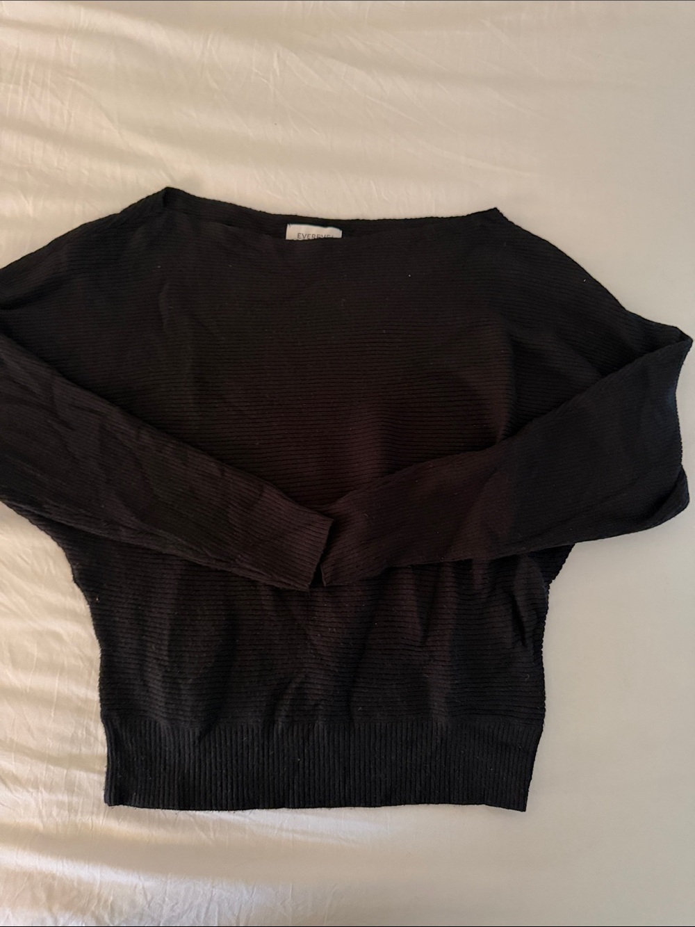 Evereve Black Ribbed Boatneck Sweater